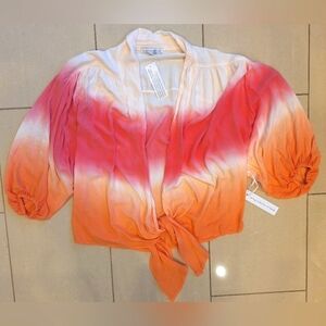 Young Fabulous and Broke tie dye pink/orange ombre tie front cardigan size XS